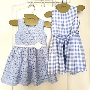 Carter's Toddler Girls Dress Bundle 18M & 2T Blue Lace + Gingham Easter Picnic